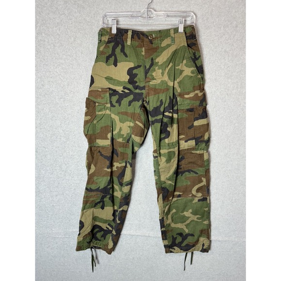 Atlanco‎ Military BDU Pants Mens Small Short Camo Woodland Cargo Button Fly USA - Picture 1 of 8
